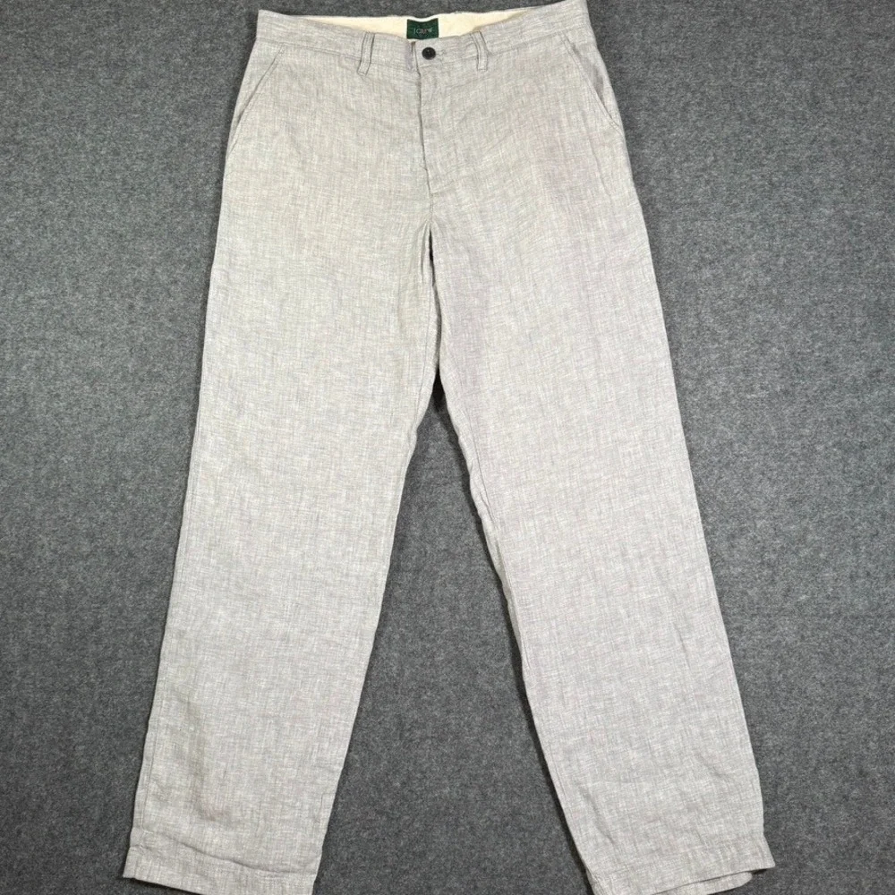 J.Crew Mens 100% Classic Fit Linen Pants Trousers Chambray Blue 32x32 NWT